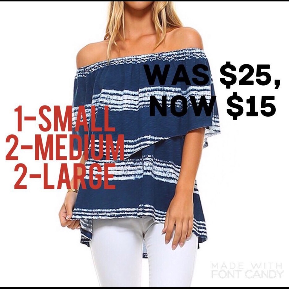 Blue tie-dye off the shoulder top